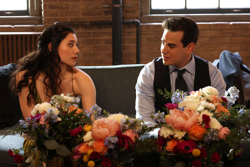 Hanako Greensmith as Violet and Alberto Rosende as Blake Gallo in Chicago Fire