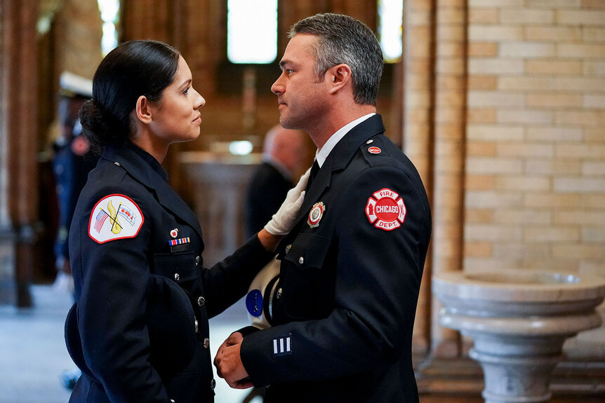 Stellaride (Miranda Rae Mayo and Taylor Kinney) on Chicago Fire