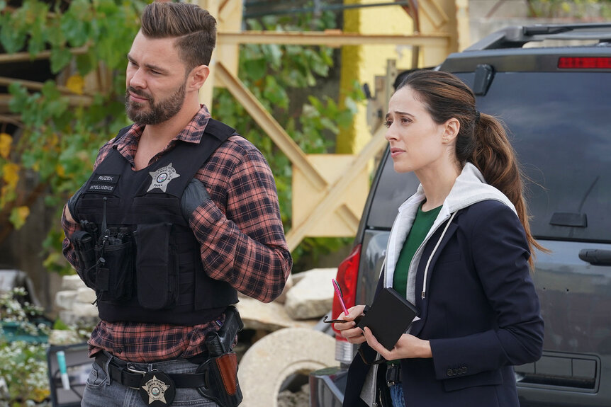 Patrick John Flueger as Adam Ruzek, Marina Squerciati as Kim Burgess