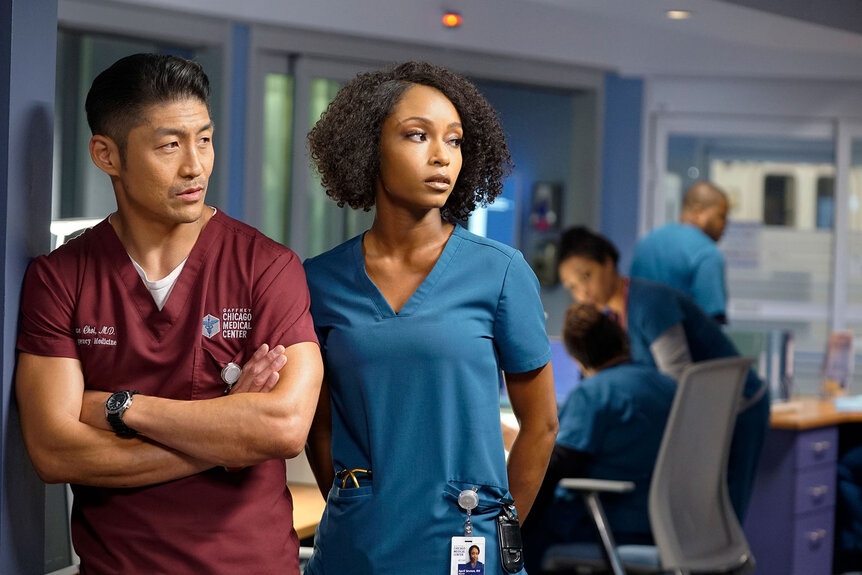 Yaya DaCosta and Ethan Choi in Chicago Med