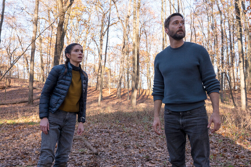 Max and Lauren in the woods