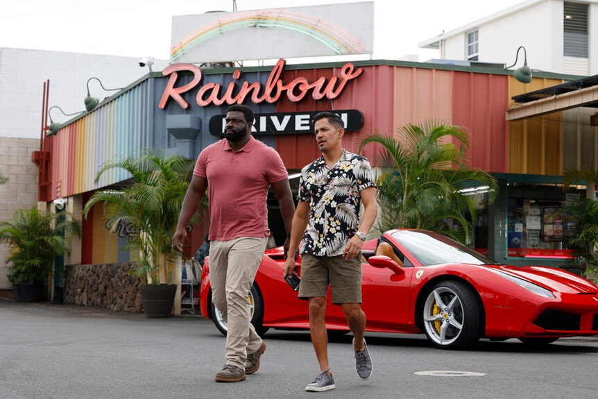 Jay Hernandez and the ferrari on Magnum Pi