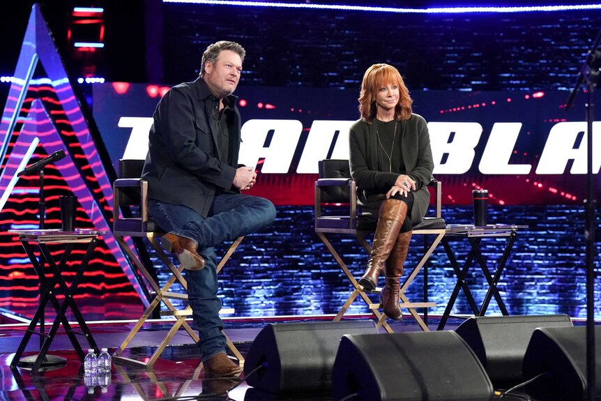 Blake Shelton and Reba McEntire on The Voice.