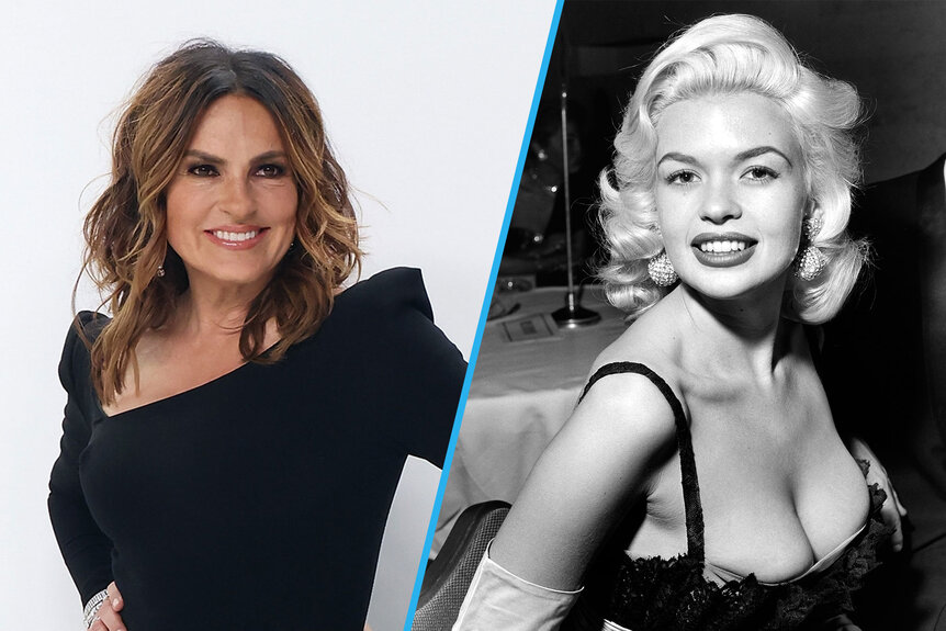 Split image of Mariska Hargitay and Jayne Mansfield