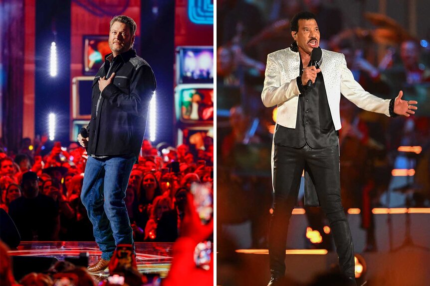 Split image of Blake Shelton and Lionel Richie.