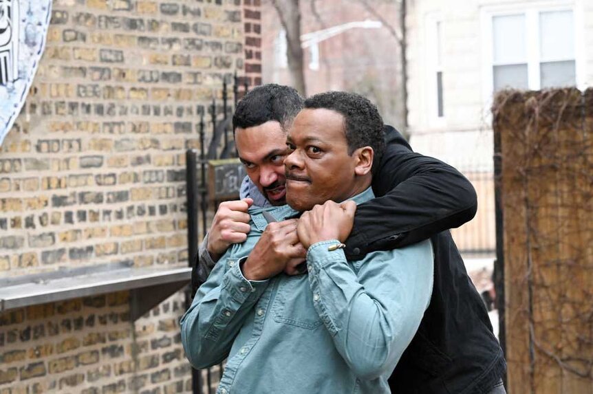 Carlos (Adam Lindo) and Lew Atwater (Erik LaRay Harvey) appear in a scene from Chicago P.D.