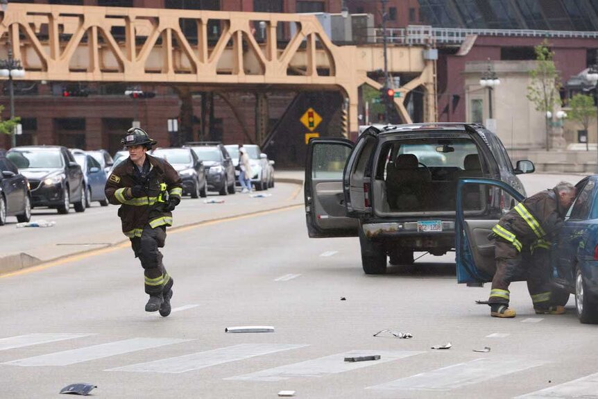 Carver (Jake Lockett) in a scene from Chicago Fire.