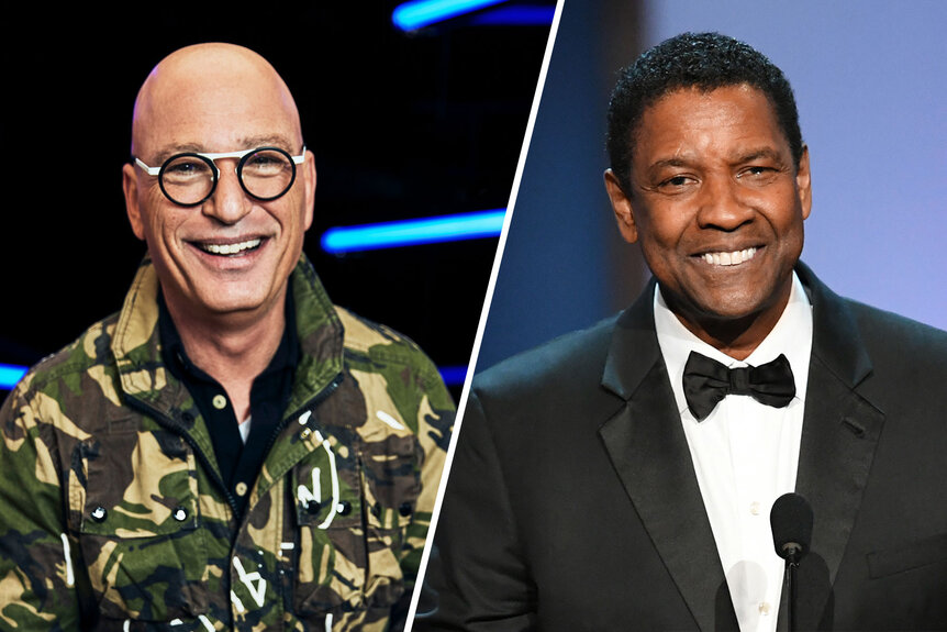 Split iamge of Howie Mandel and Denzel Washington