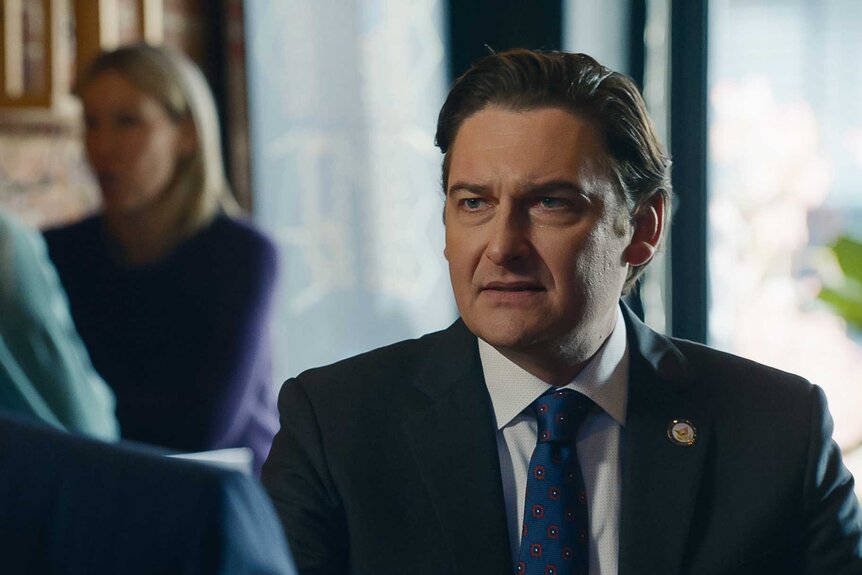 Congressman Hudson (Toby Leonard Moore) in a scene from The Blacklist.