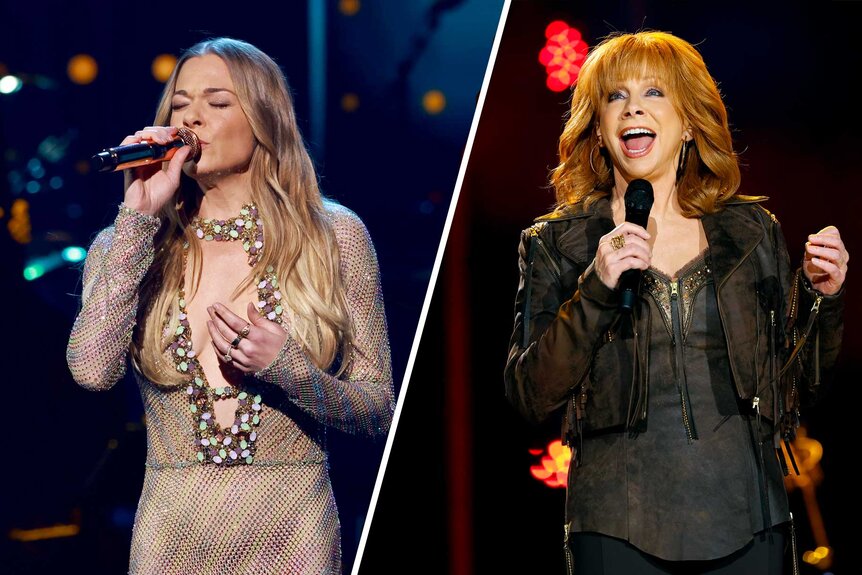 Split images of LeAnn Rimes and Reba McEntire.