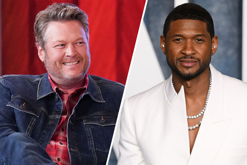 Split image of Blake Shelton and Usher