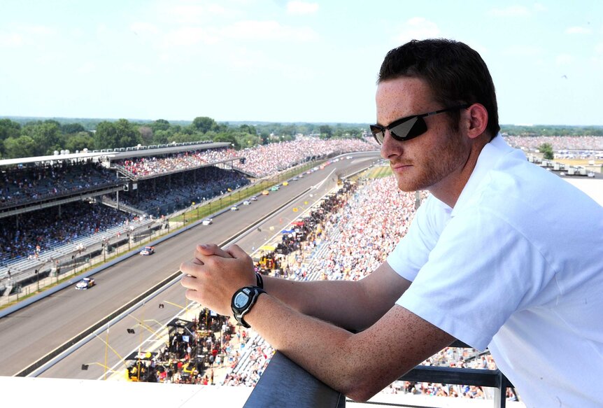 Shelby Blackstock overlooking the Brickyard 400.