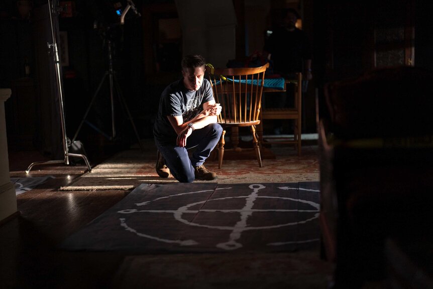 Director David Gordon Green on the set of The Exorcist: Believer.