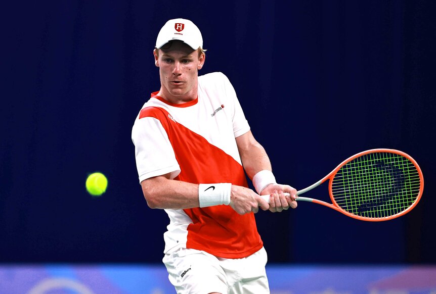 H. Von Der Schulenburg playing tennis.