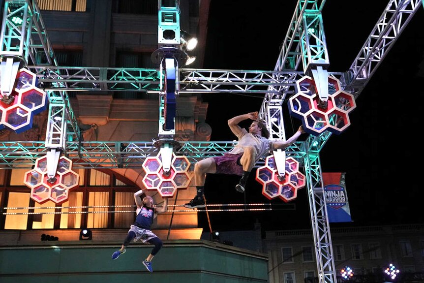 Vinnie Castranova and Bob Reese competing on American Ninja Warrior.