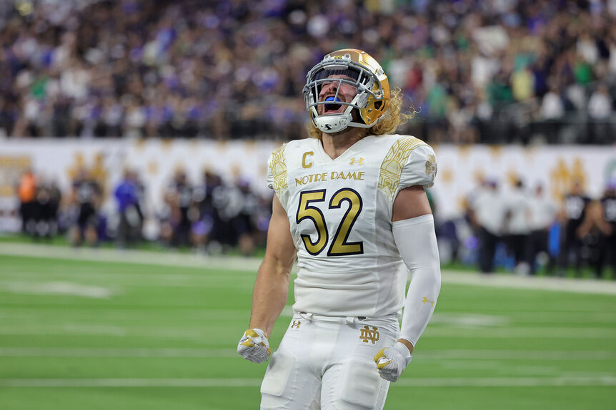 Linebacker Bo Bauer hollers during a game