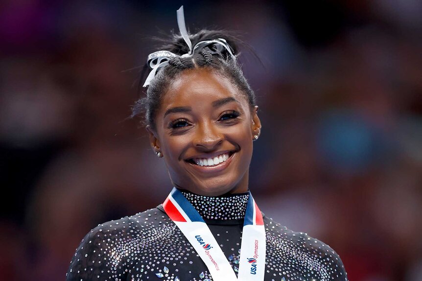 Simone Biles performing on day four of the 2023 U.S. Gymnastics Championships