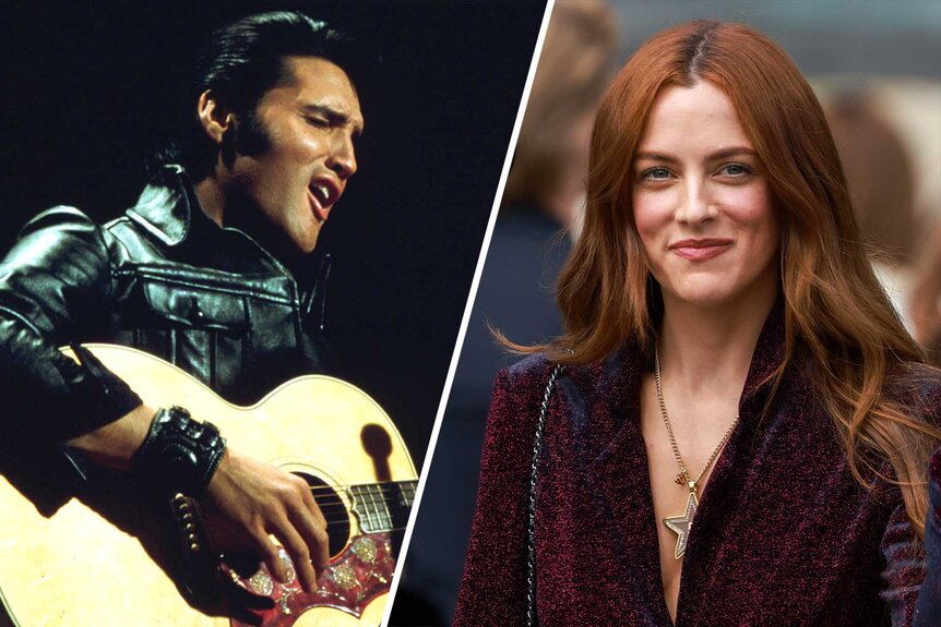 Split images of Elvis Riley Presley and Riley Keough.