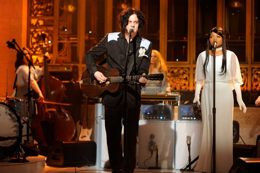 Jack White performing on Saturday Night Live.