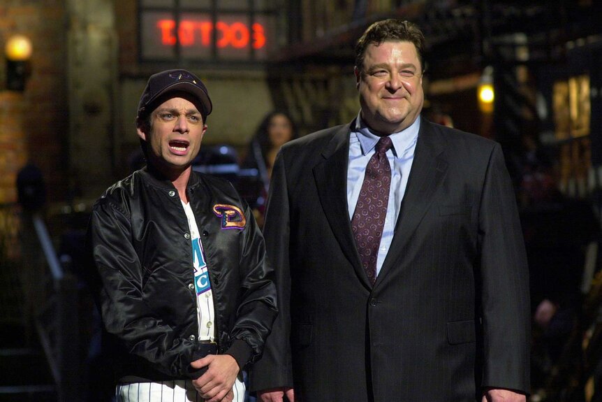 Chris Kattan and John Goodman during the monologue on Saturday Night Live.