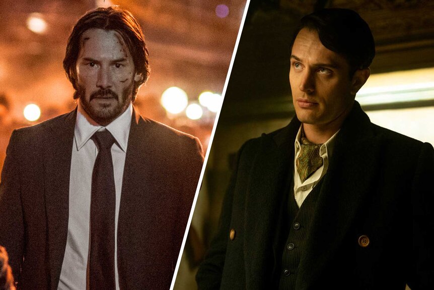 Split images of John Wick and Winston Scott.