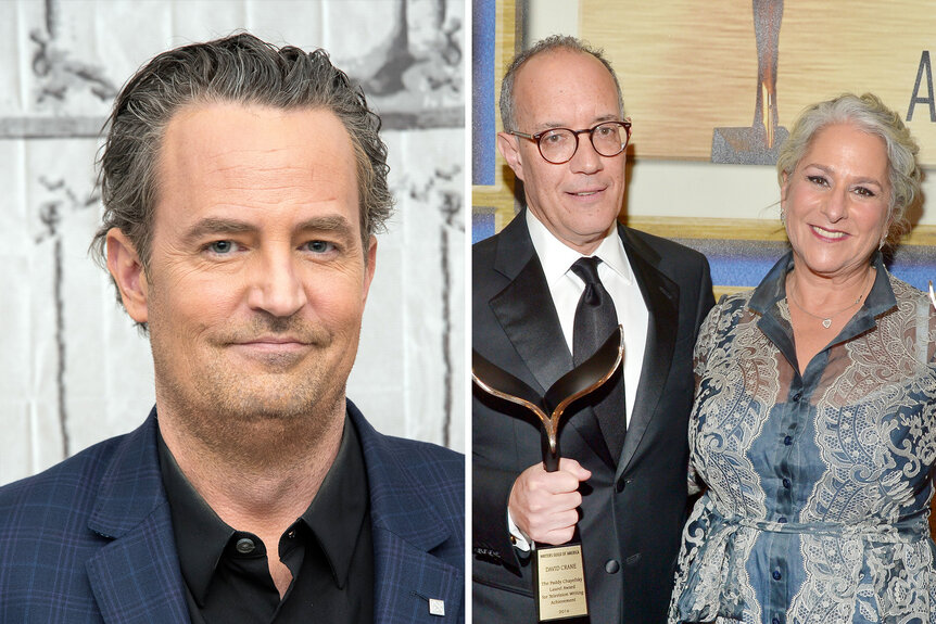 A split of Matthew Perry, Marta Kaufmann and David Crane