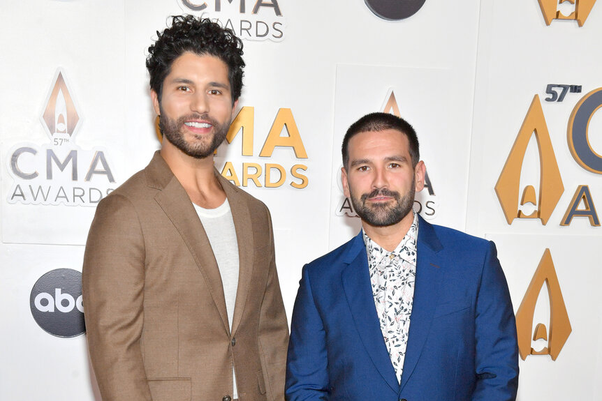 Dan + Shay on the red carpet at the CMA's