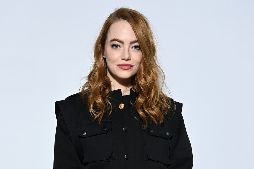 Emma Stone attends a Louis Vuitton fashion show