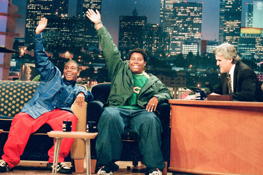 Kel Mitchell and Kenan Thompson being interviewed by Jay Leno