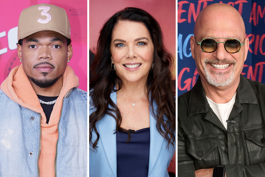 A split of Chance The Rapper Lauren Graham and Howie Mandel