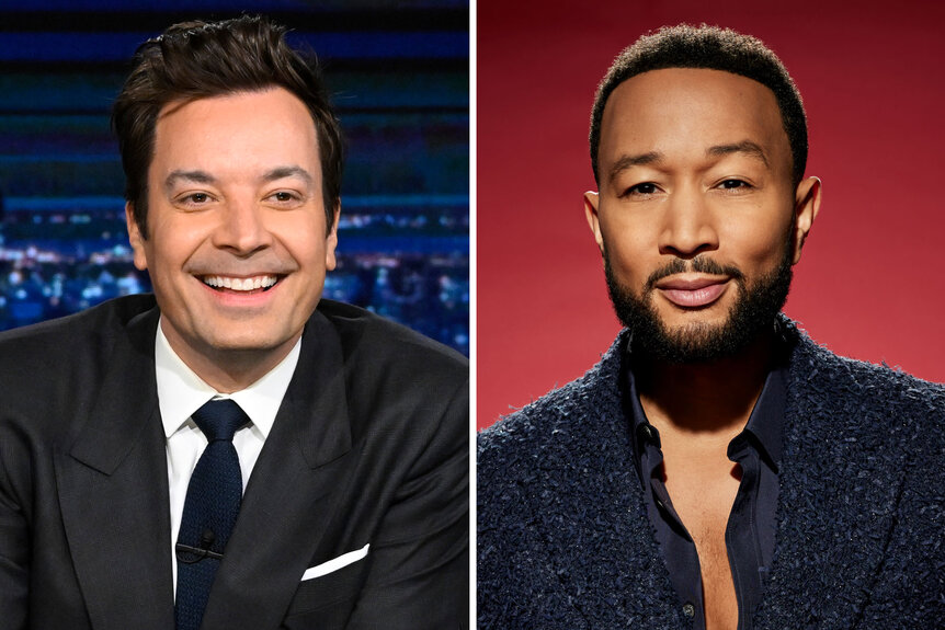 A split of Jimmy Fallon and John Legend