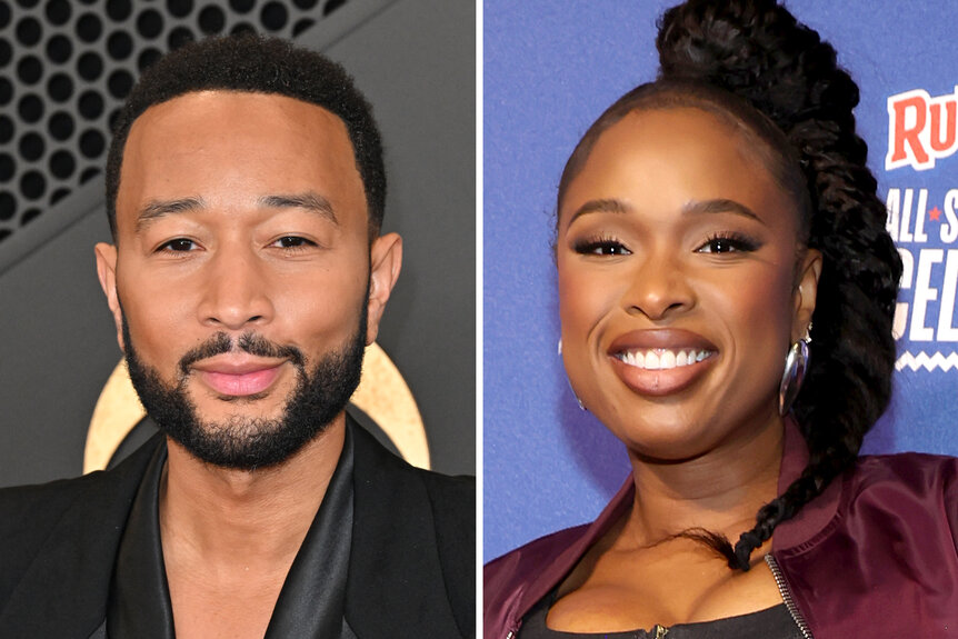 A split of John Legend and Jennifer Hudson