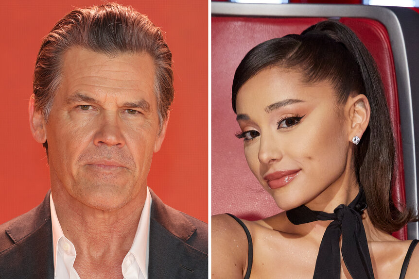 A split of Josh Brolin and Ariana Grande