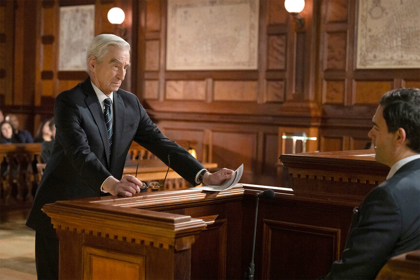 DA Jack McCoy in court talking to Jordan Payne on Law and Order Episode 2305