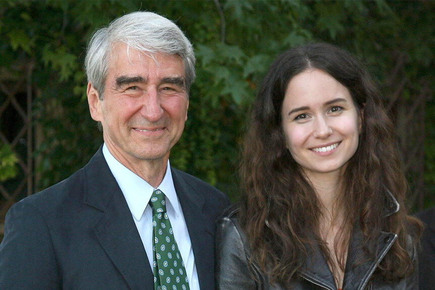 Sam and Katherine Waterston pose and smile together at the Annual SeaChange Summer Party