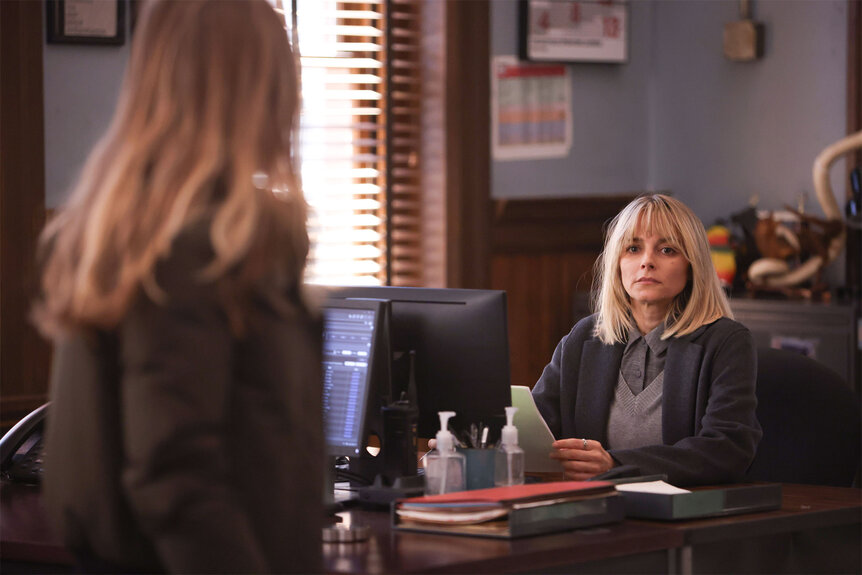 Josephine Petrovic sits at a desk in the squad room on Chicago Pd Episode 1108