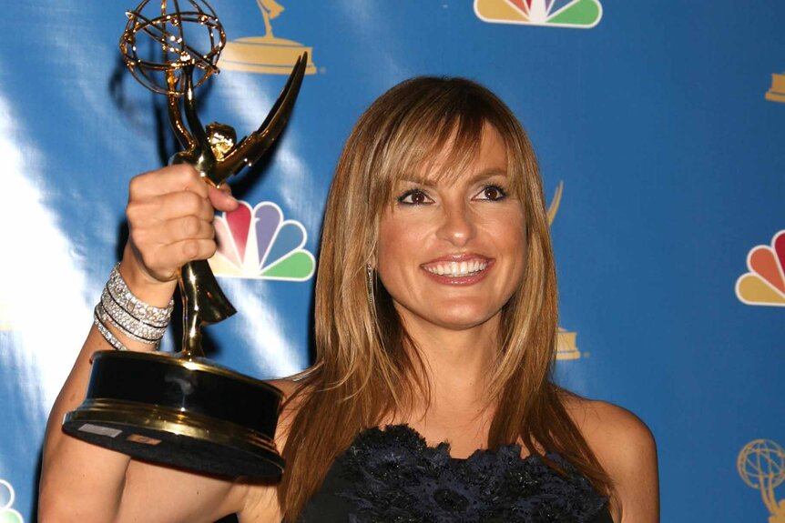 Mariska Hargitay smiles with her Emmy.