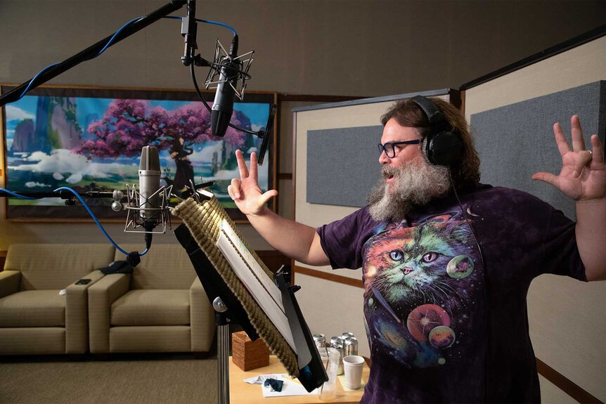 Jack Black recording for Kung Fu Panda 4