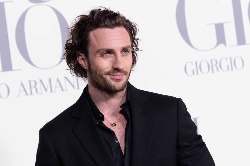 Aaron Taylor-Johnson smolders in all-black.