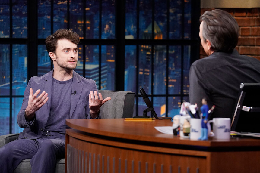 Daniel Radcliffe talks to host Seth Meyers, Episode 1509 on April 9, 2024.