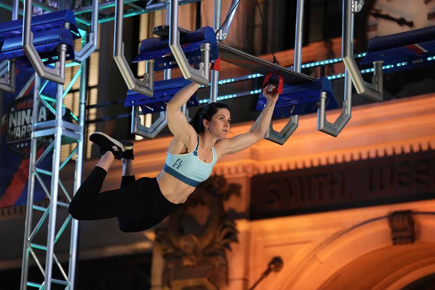 Jesse Labreck competes on an American Ninja Warrior course.