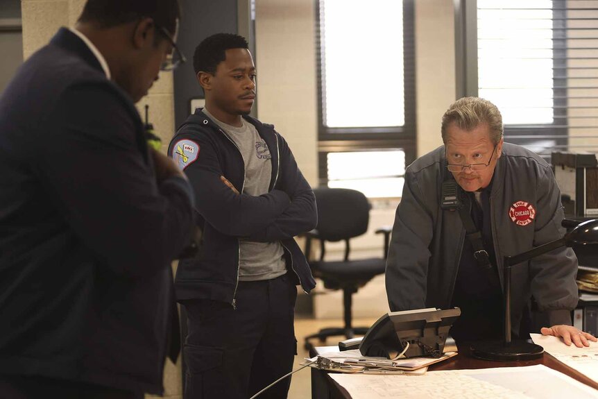 Darren Ritterand Randall Mouch McHolland work in an office Iin Chicago Fire Episode 1006.