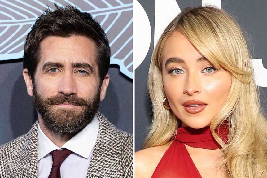 A split of Jake Gyllenhaal and Sabrina Carpenter