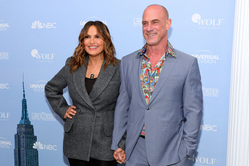 Mariska Hargitay and Christopher Meloni attend NBC's "Law & Order" Press Junket