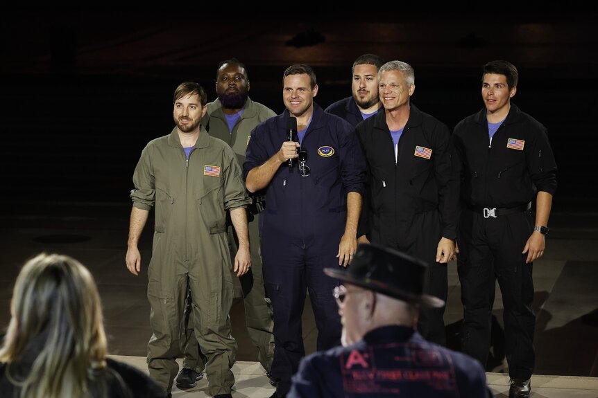 Sky Elements stands onstage on America's Got Talent Episode 1902.