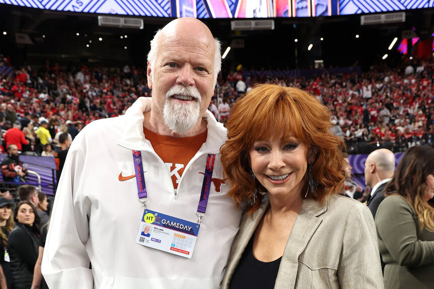 Rex Linn and Reba McEntire at the Super Bowl LVIII Pregame