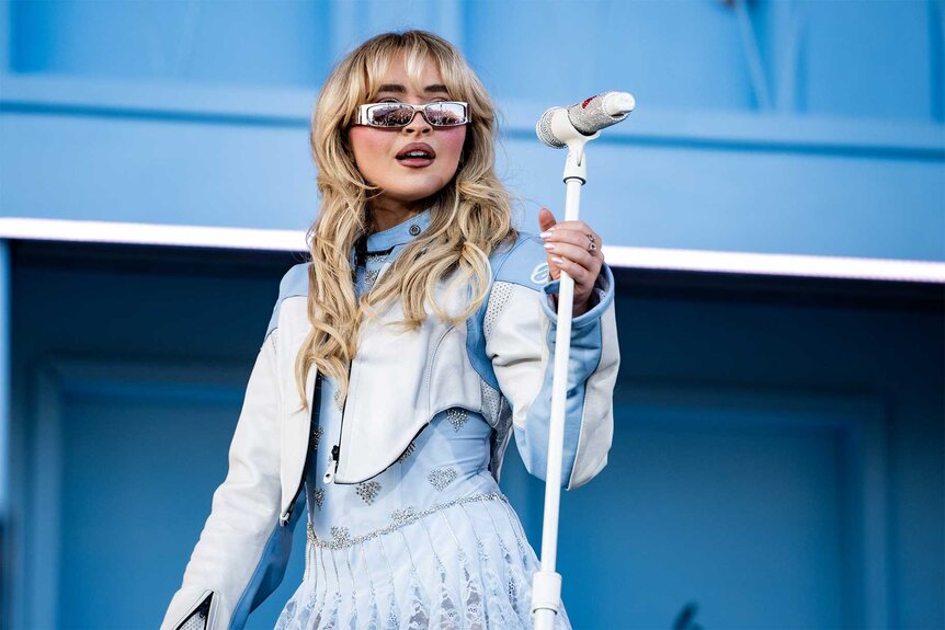 Sabrina Carpenter perform on stage at coachella