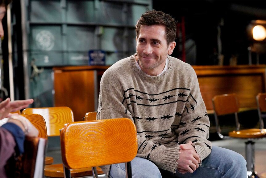 Jake Gyllenhaal during a promo for saturday night live