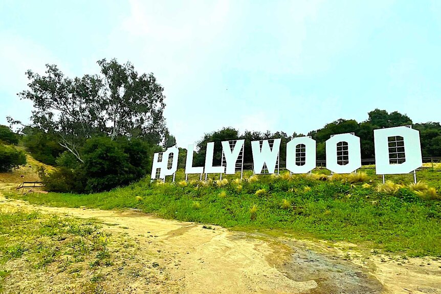 The hollywood sign on Universal's 60th Anniversary Studio Tram Tour.