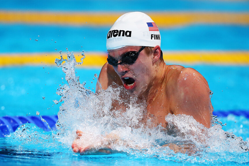 Nicolas Fink during a swim meet at the FINA World Championships in 2013